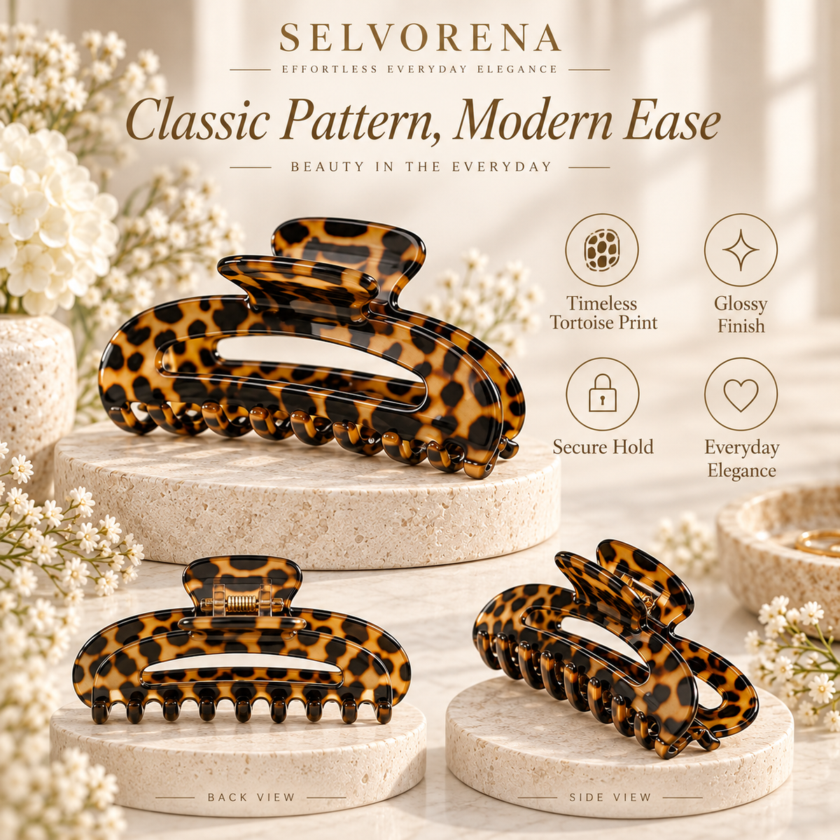 Selvorena™ Leopard Acetate Hair Claw Clip