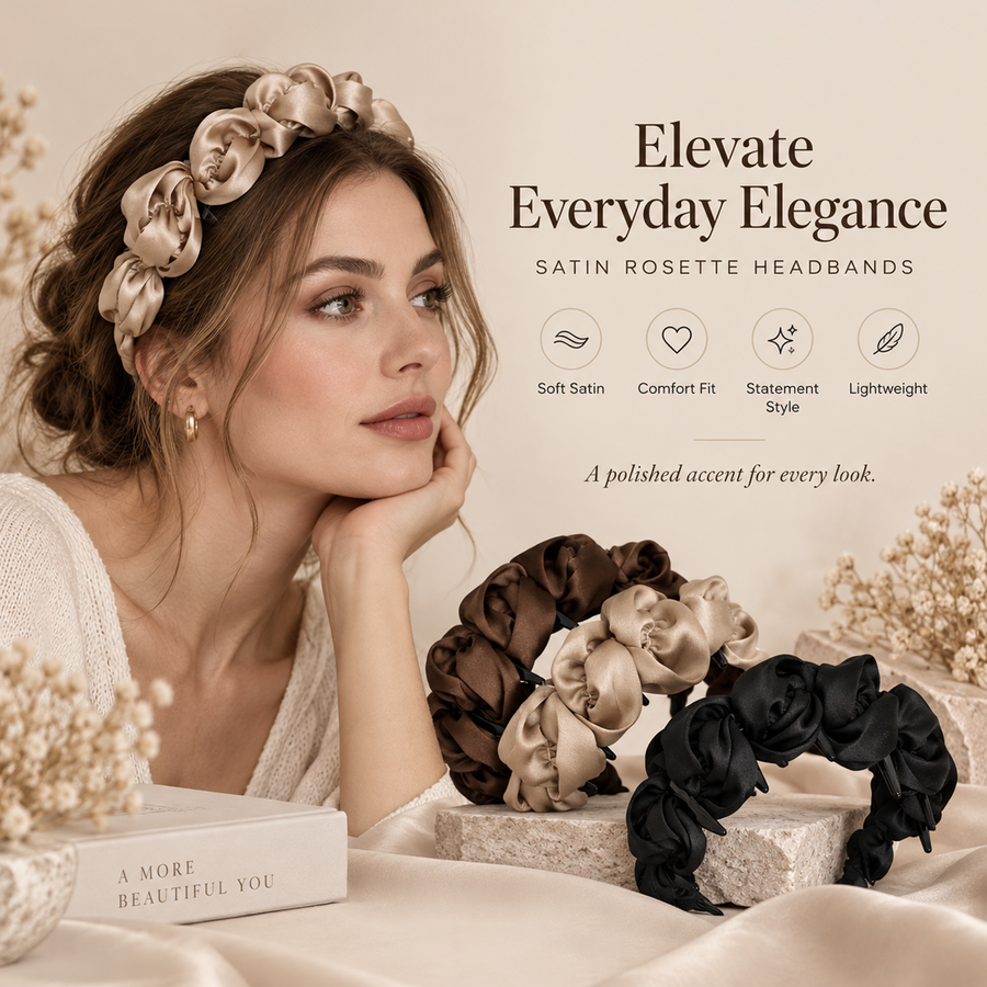 Selvorena™ Rosalie Satin Rosette Headband