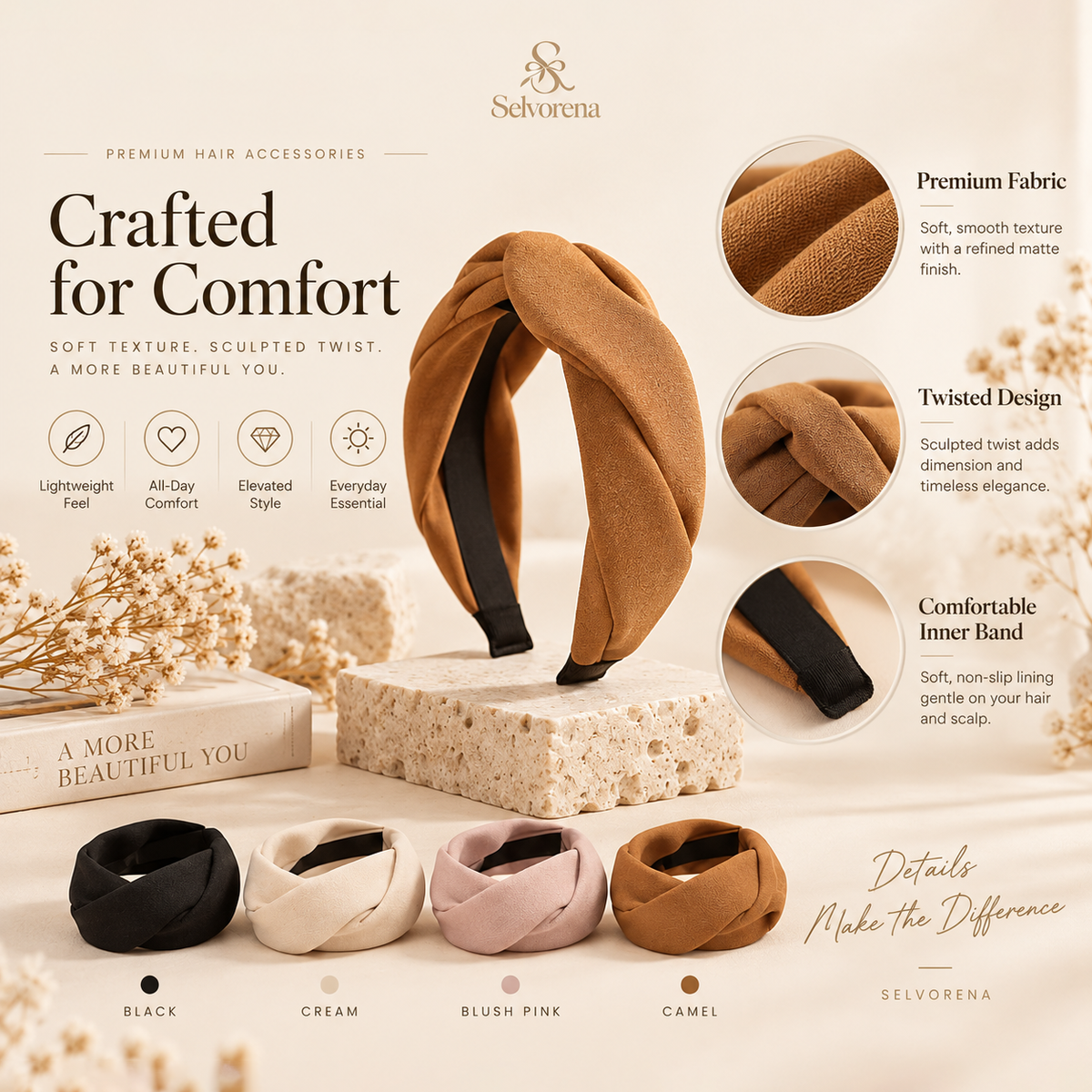 Selvorena™ Elara Twisted Knot Headband