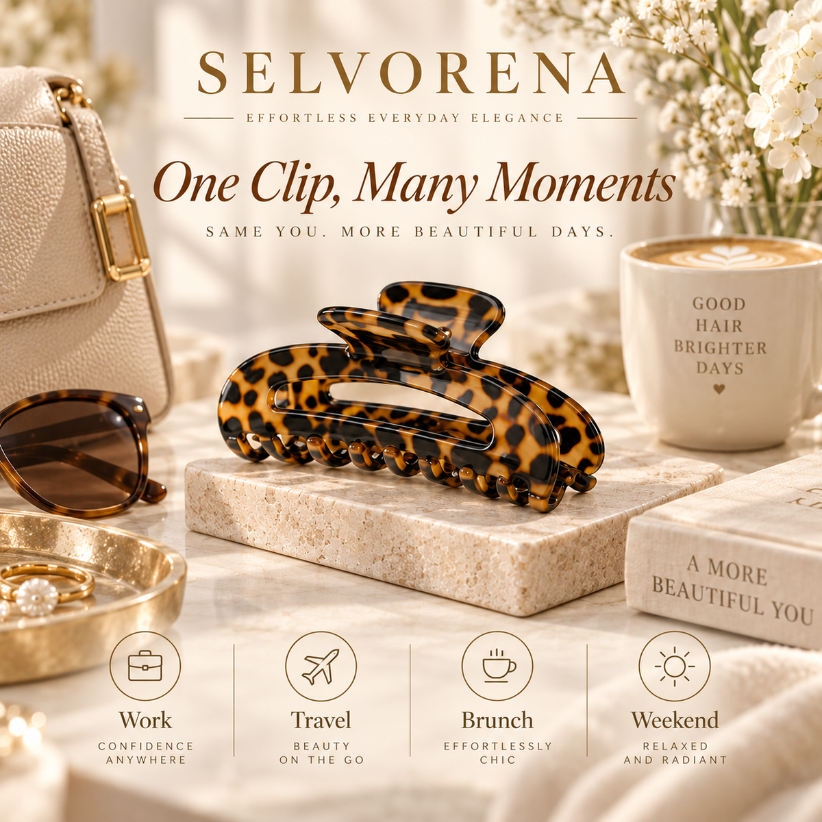 Selvorena™ Leopard Acetate Hair Claw Clip