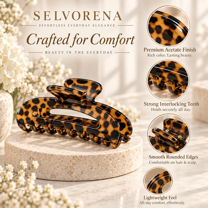 Selvorena™ Leopard Acetate Hair Claw Clip