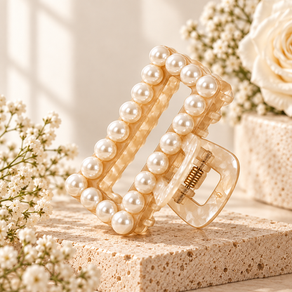 Selvorena™ Pearl Square Hair Claw Clip