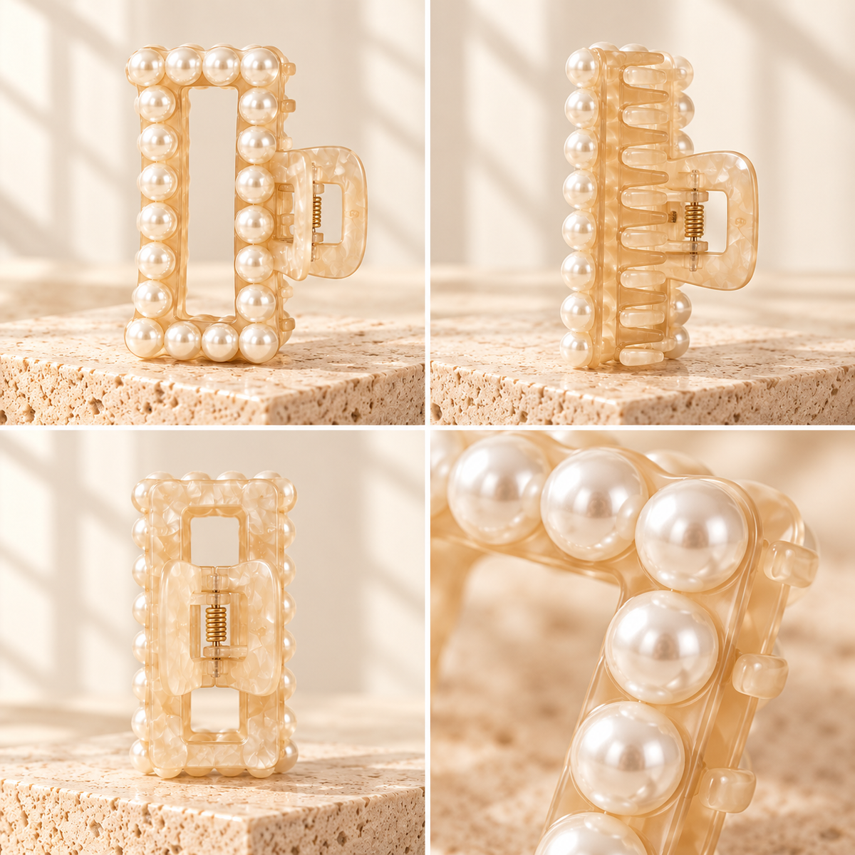 Selvorena™ Pearl Square Hair Claw Clip