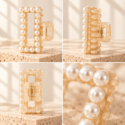 Selvorena™ Pearl Square Hair Claw Clip