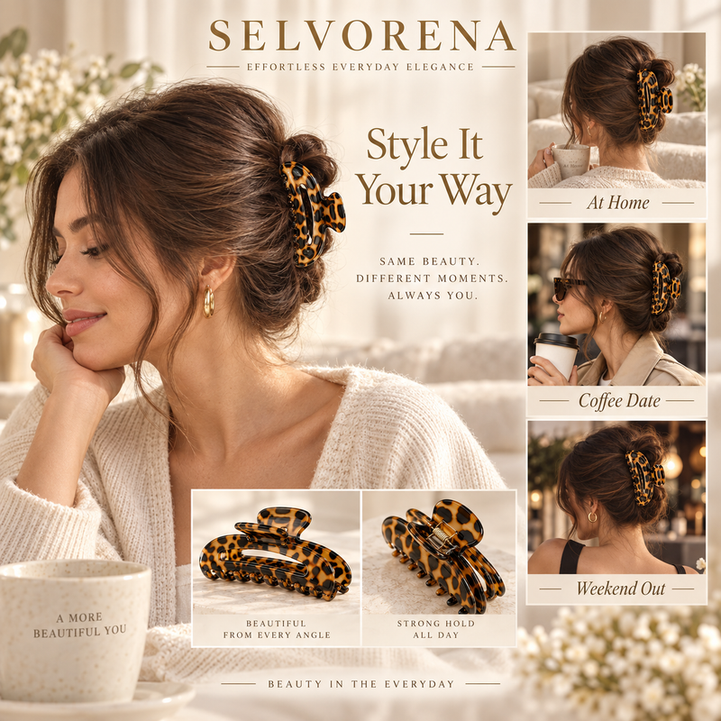 Selvorena™ Leopard Acetate Hair Claw Clip